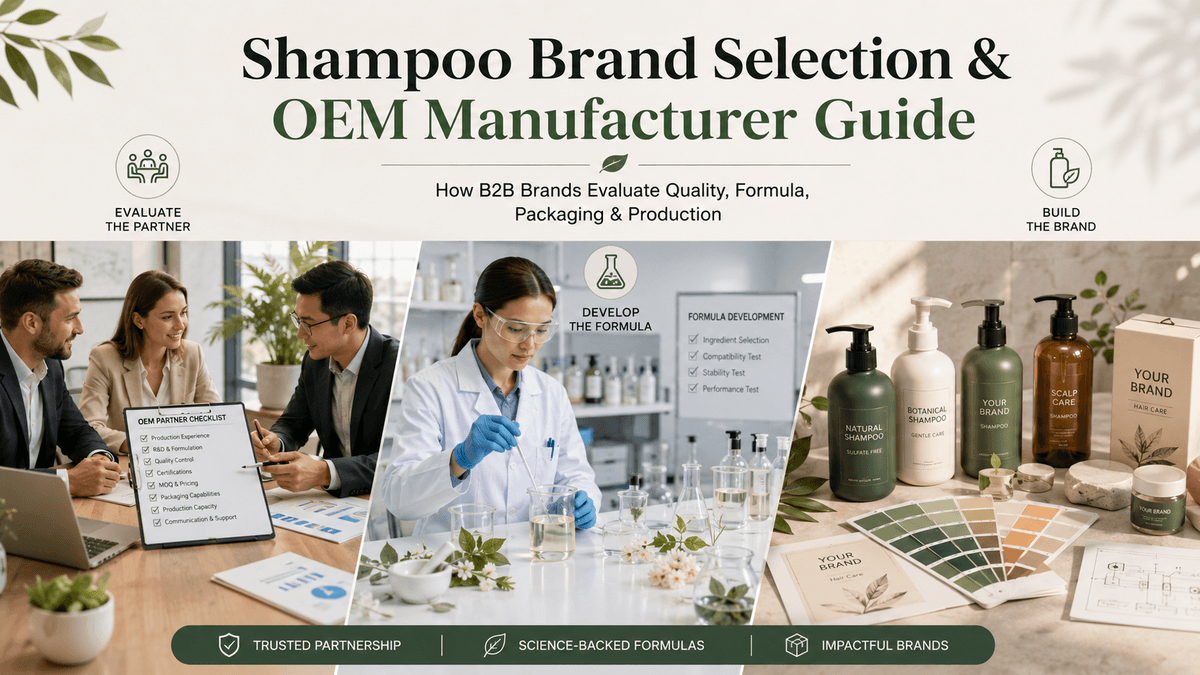 如何选择合适的洗发水品牌和制造商 - Blog article cover image about hair care and cosmetic manufacturing