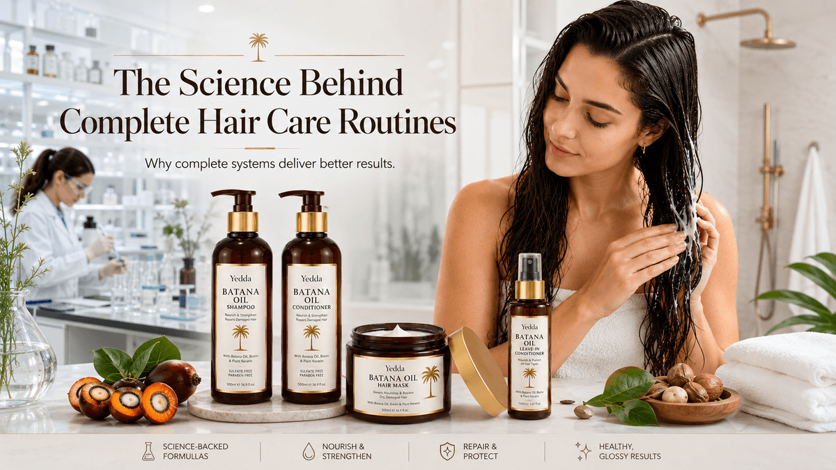 完全なヘアケアルーティンの背後にある科学:なぜセットの方が効果的なのか - Blog article cover image about hair care and cosmetic manufacturing