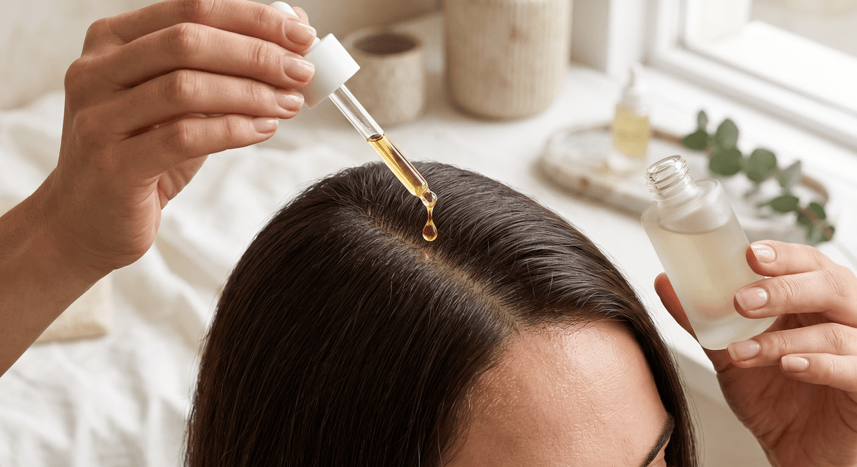 自有品牌头皮精华液,促进头发健康生长 | OEM 护发产品制造商 - Blog article cover image about hair care and cosmetic manufacturing