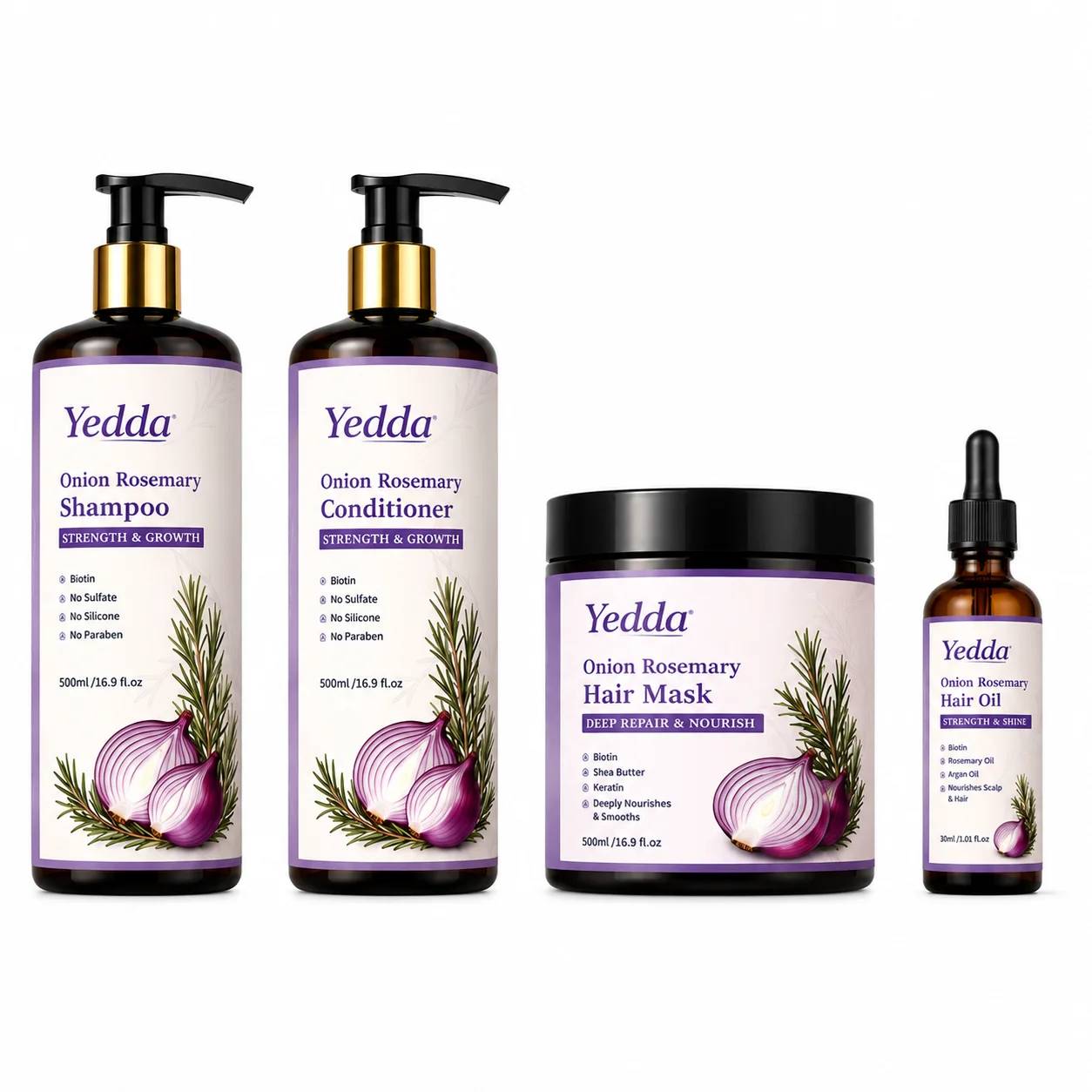 Rosemary and Onion Shampoo Set for Complete Hair Care